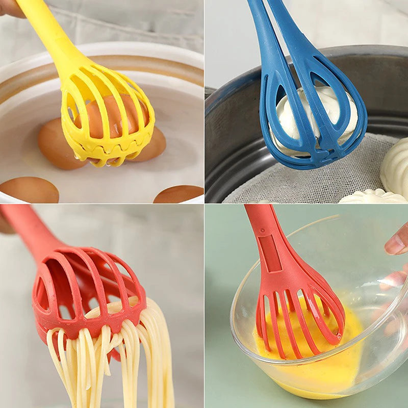 Batidor de mano multifuncional 3 en 1 para cocina, varilla de mezcla doméstica, clip para alimentos, clip para pan, clip para repostería, clip para pasta, mezclador de crema